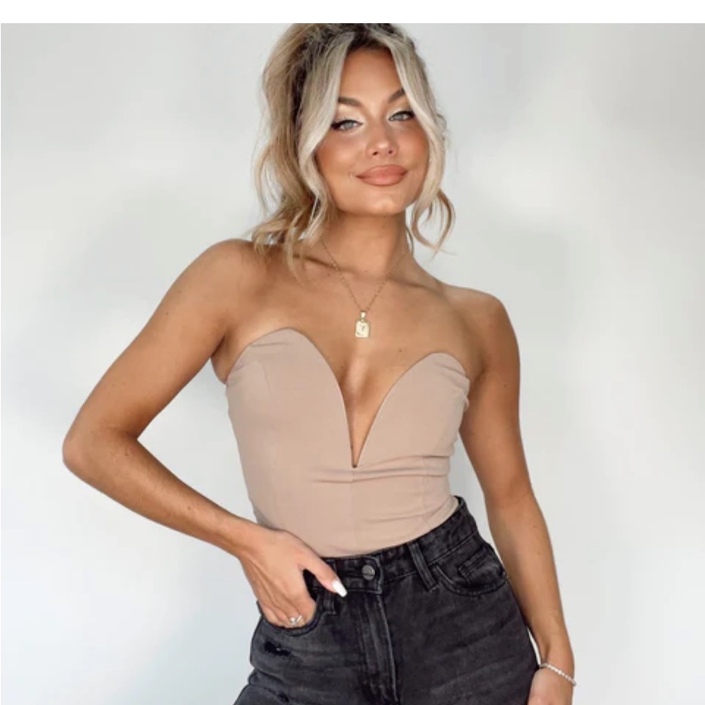 Blue Blush taupe bodysuit Medium